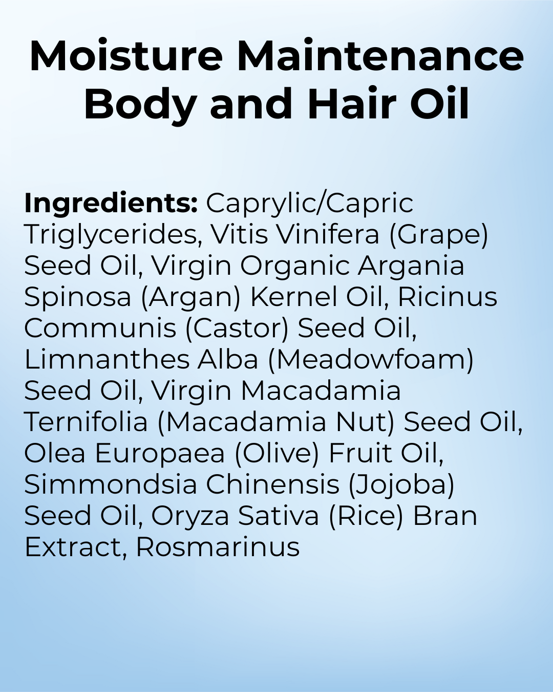 Moisture Maintenance Hair and Body Oil